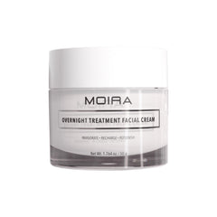 Moira Overnight Treatment Facial Cream jar shows rich mochi-like texture for deep hydration