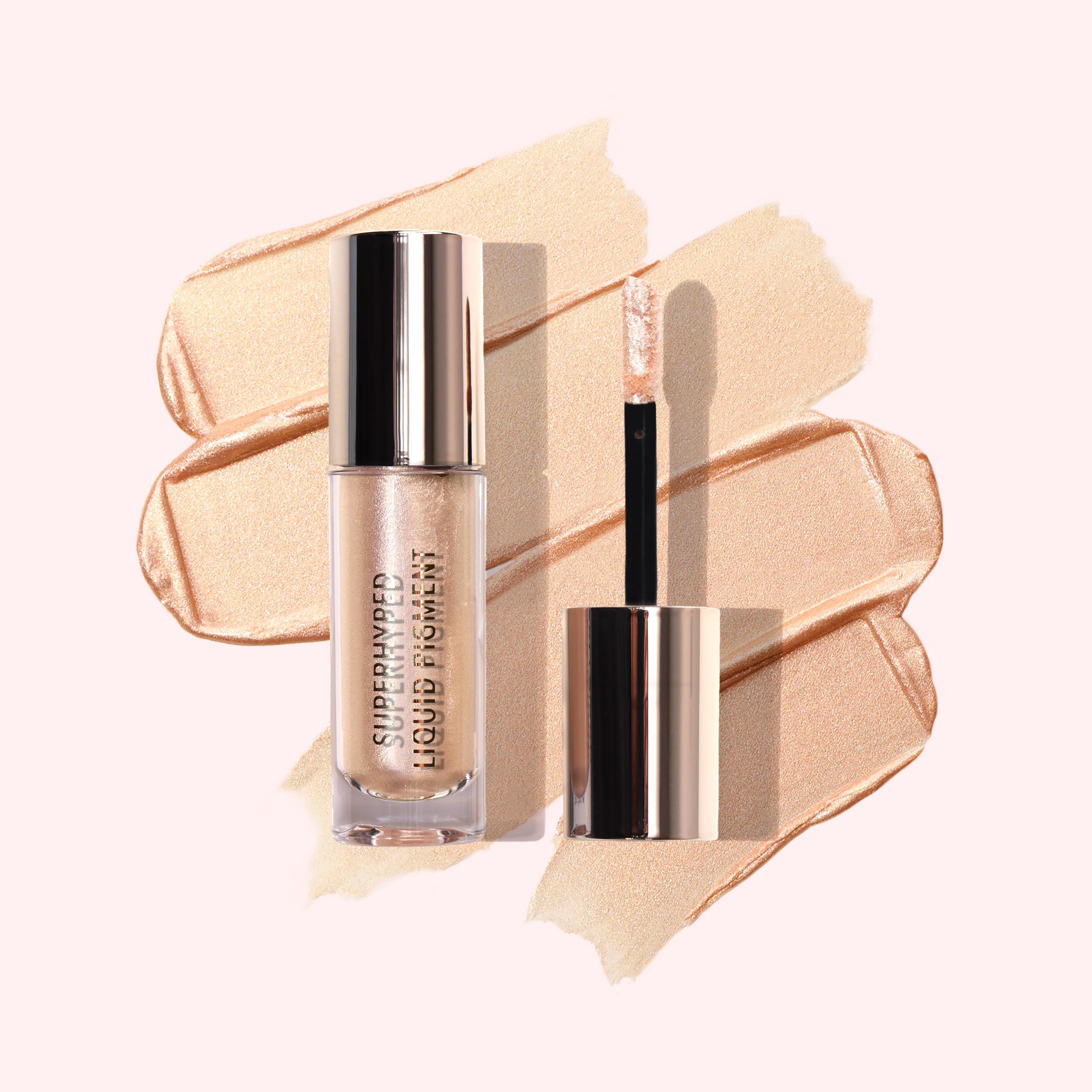 Moira Superhyped Liquid Pigment Sugar Love swatch on eyelid for bold, long-lasting color.