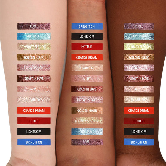 Moira Superhyped Liquid Pigment Sugar Love applied on the lid for vibrant eye color.
