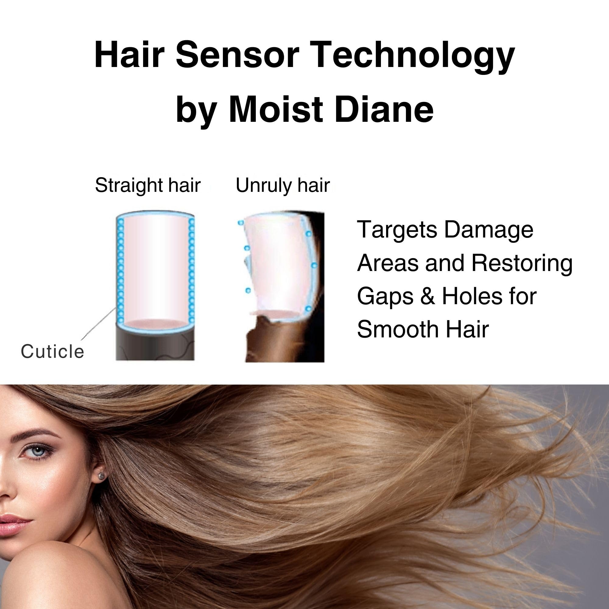 Moist Diane conditioner argan oil droplets hint at nourishing glow for hair health.