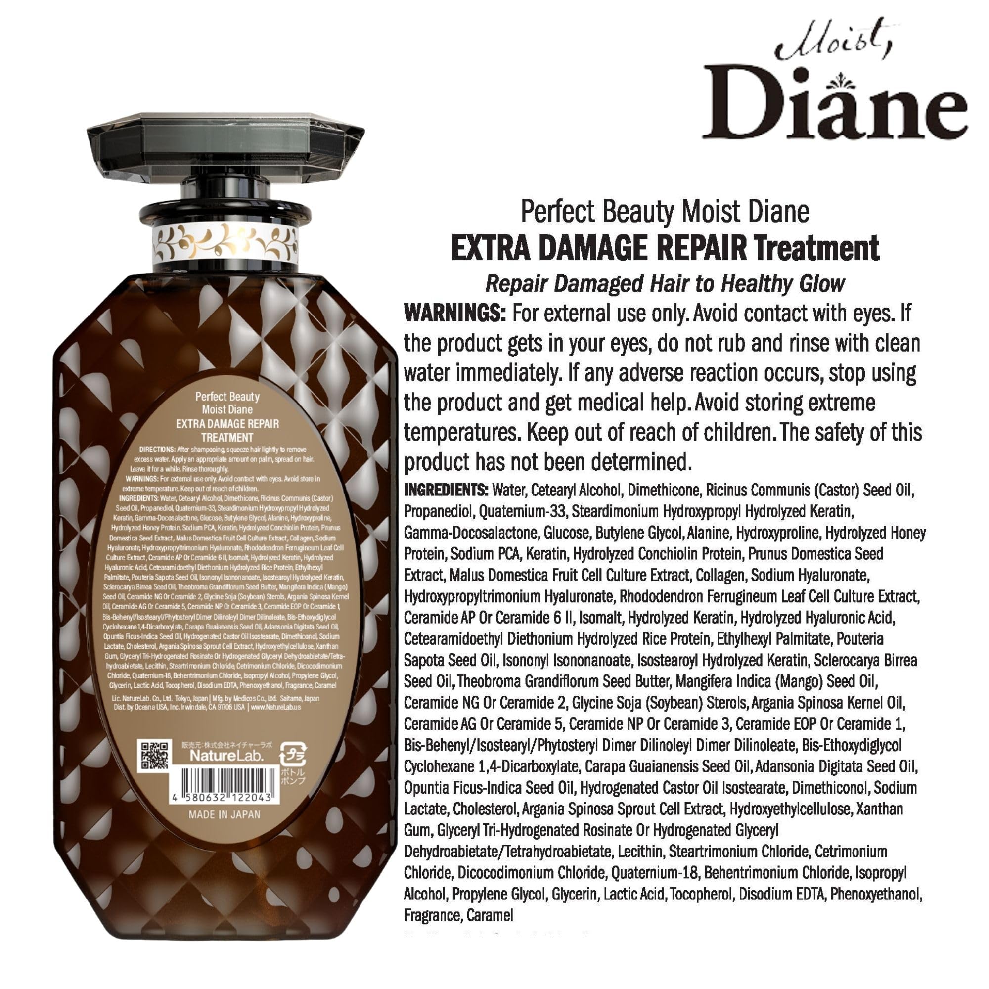 Moist Diane conditioner soft shine on hair after use, promoting sleek texture.