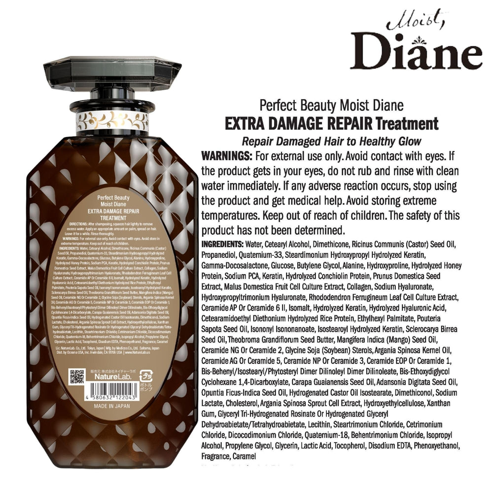 Moist Diane conditioner soft shine on hair after use, promoting sleek texture.