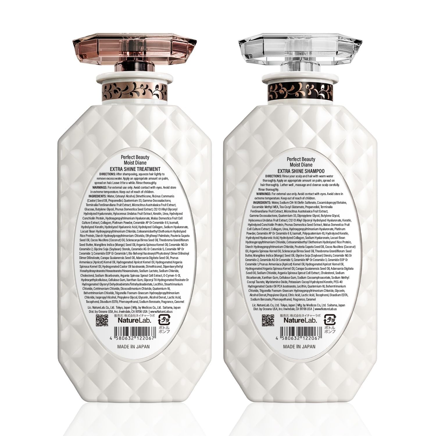 Moist Diane hair shine and softness visualization demonstrates frizz control.