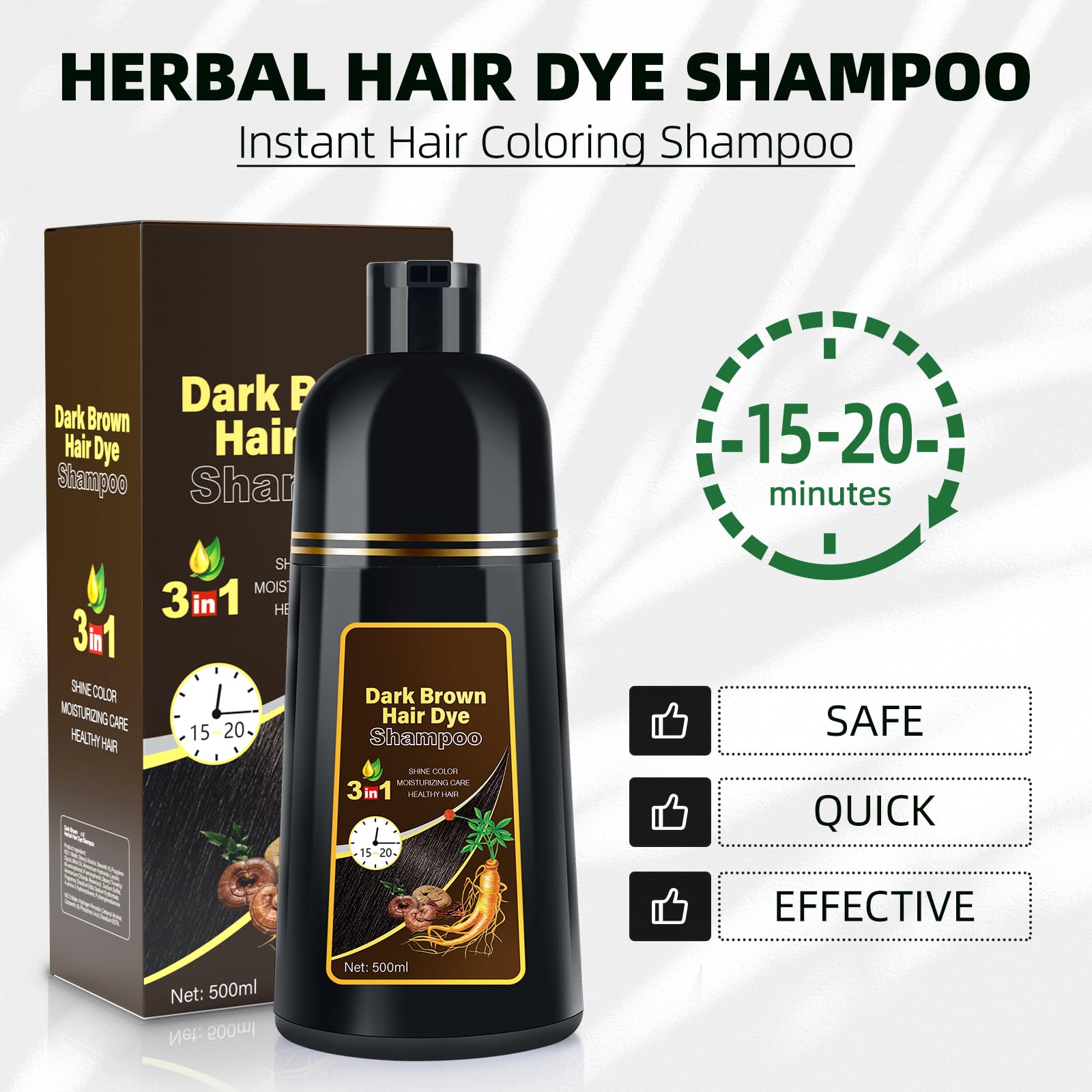 MOISTAR Dark Brown Dye Shampoo foam-on-hair demonstrates quick coloring