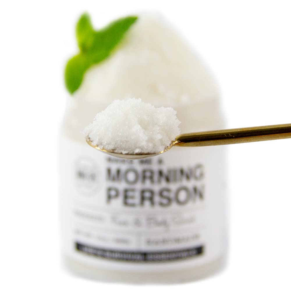 Peppermint scent close-up in Mojo Spa scrub, invigorating aroma for a fresh start.