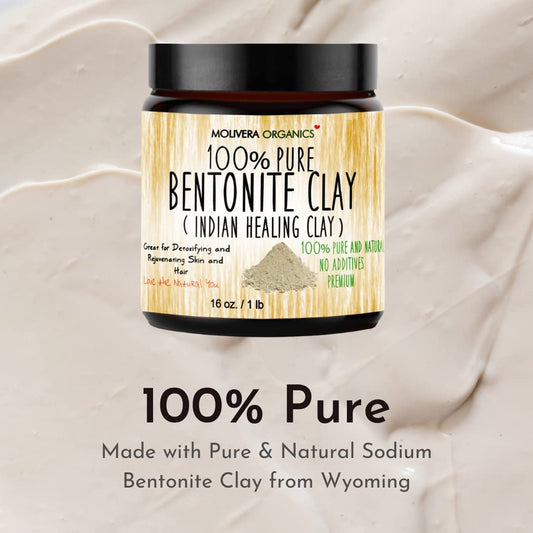 Molivera Organics bentonite clay face mask in action for deep cleansing pores.