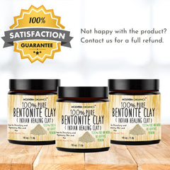 Molivera Organics bentonite clay hair treatment applied to hair and scalp.