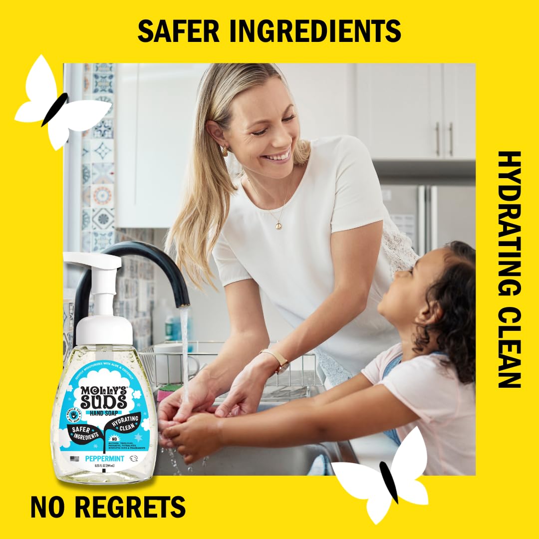 Pack-of-3 Molly's Suds Foaming Hand Soap on display in a bathroom or kitchen.