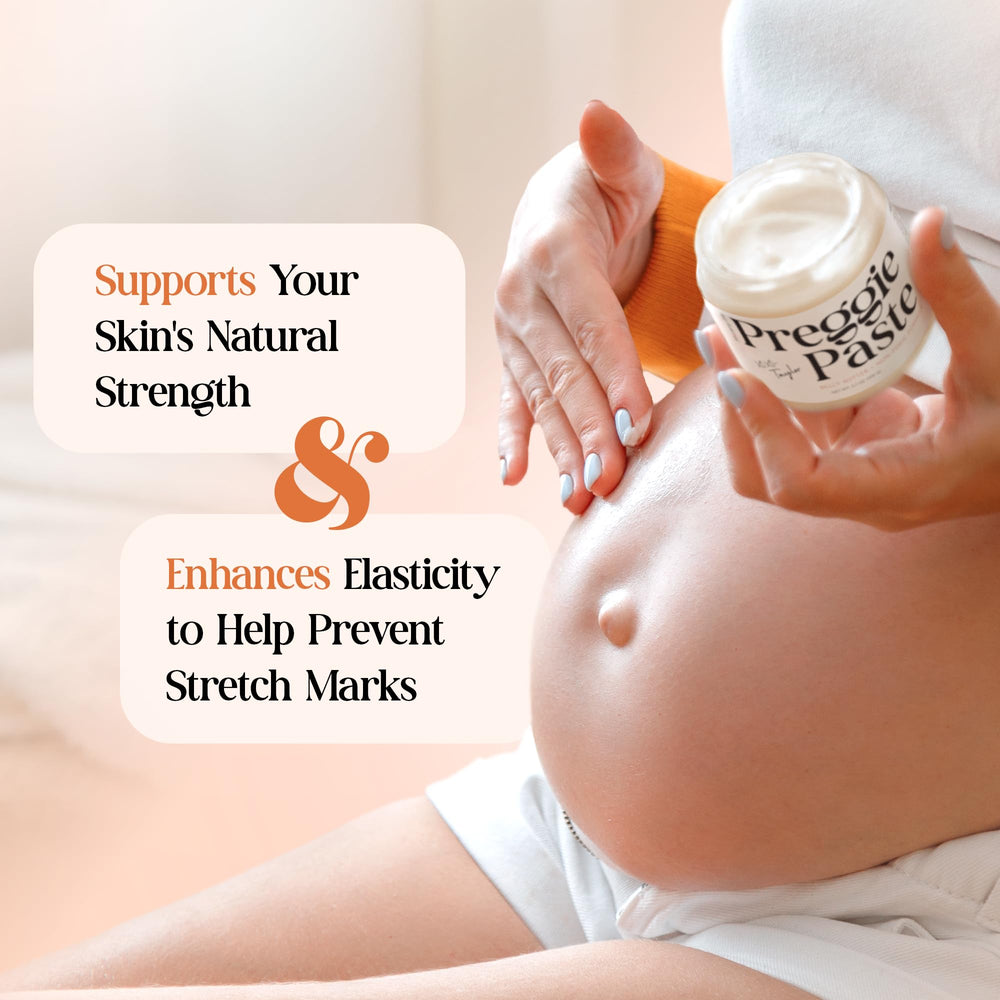 MOMMY LIFE Preggie Paste Belly Butter applied to skin with a soft silken sheen.