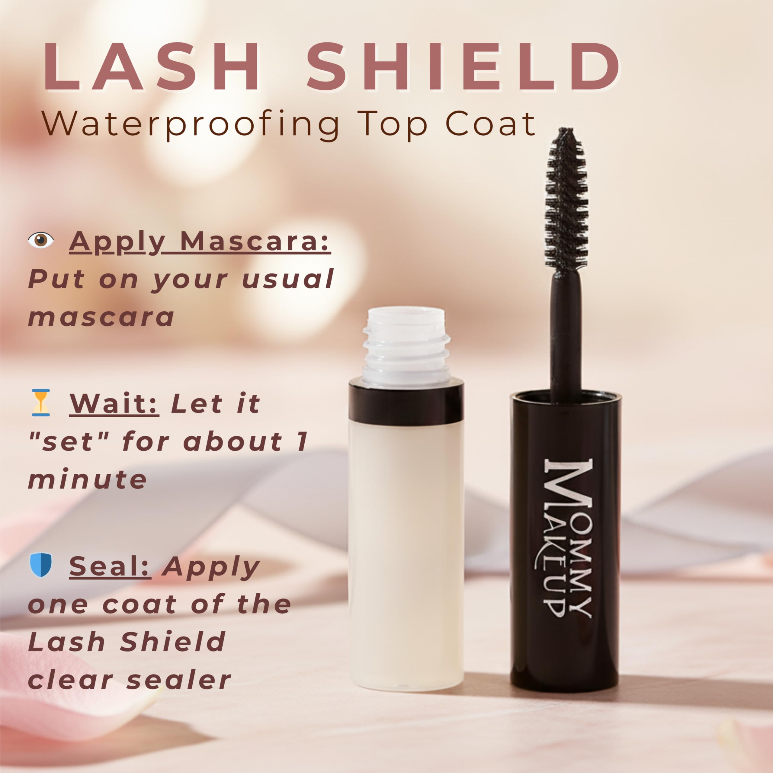 Mommy Makeup brow sealant protects brow color from fading during the day