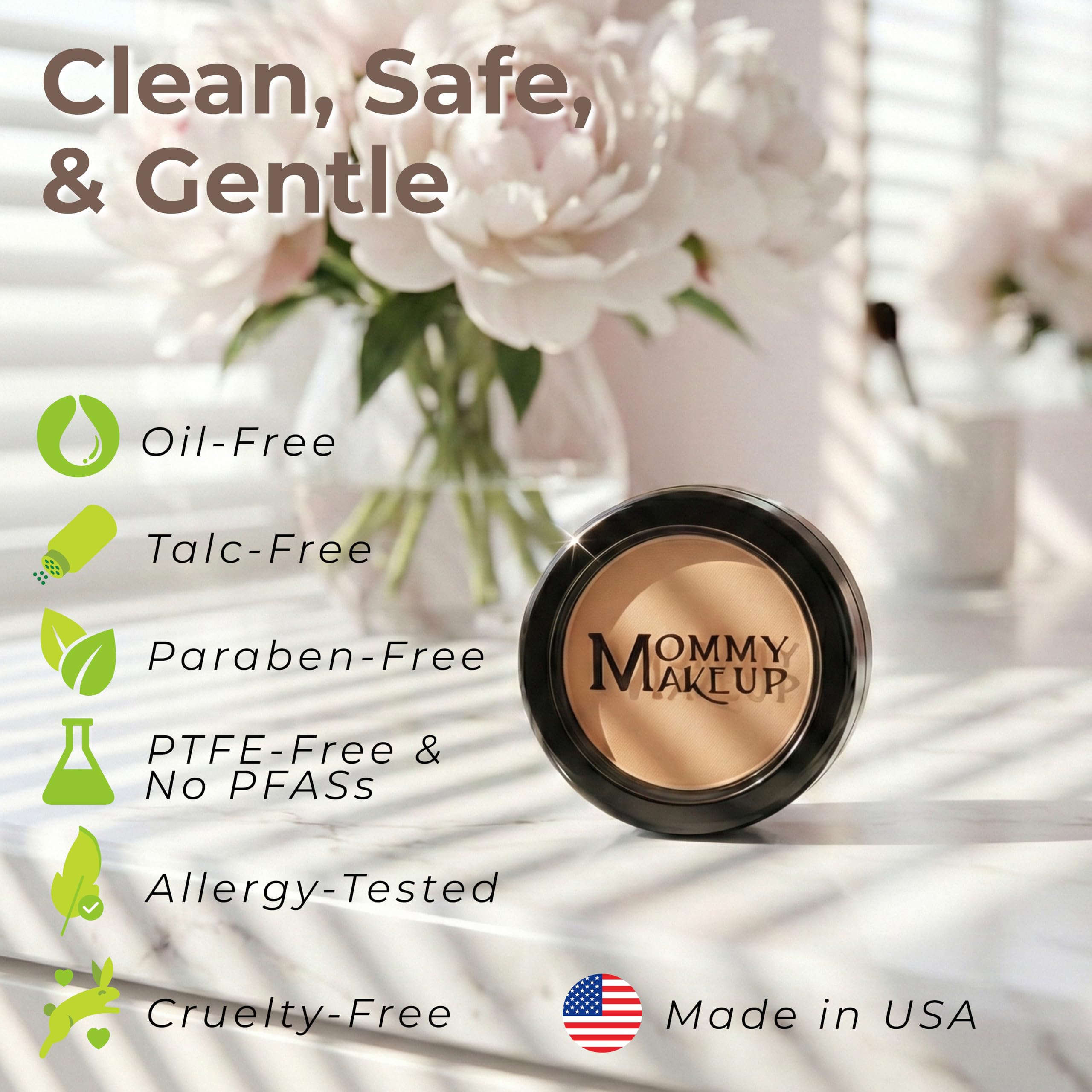Mommy Makeup Face Cover-Up Blemishes Redness blends into skin for a balanced look.
