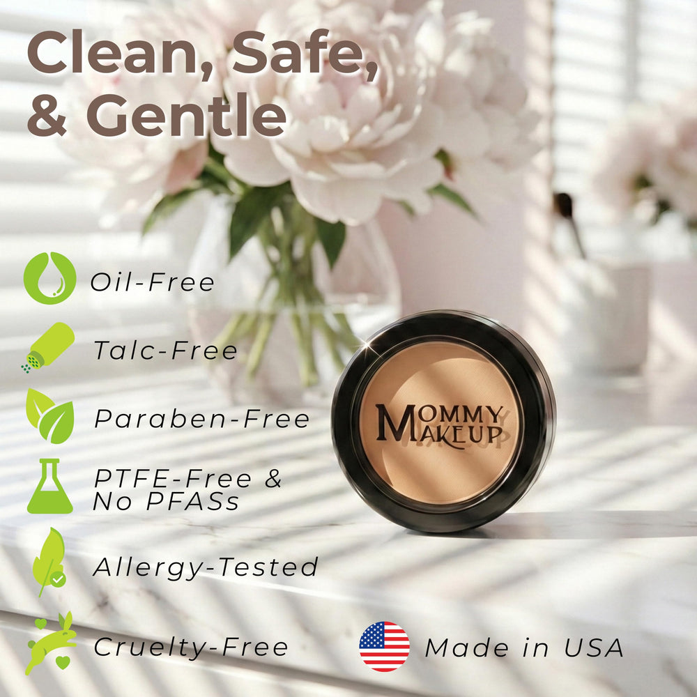 Mommy Makeup Face Cover-Up Blemishes Redness blends into skin for a balanced look.