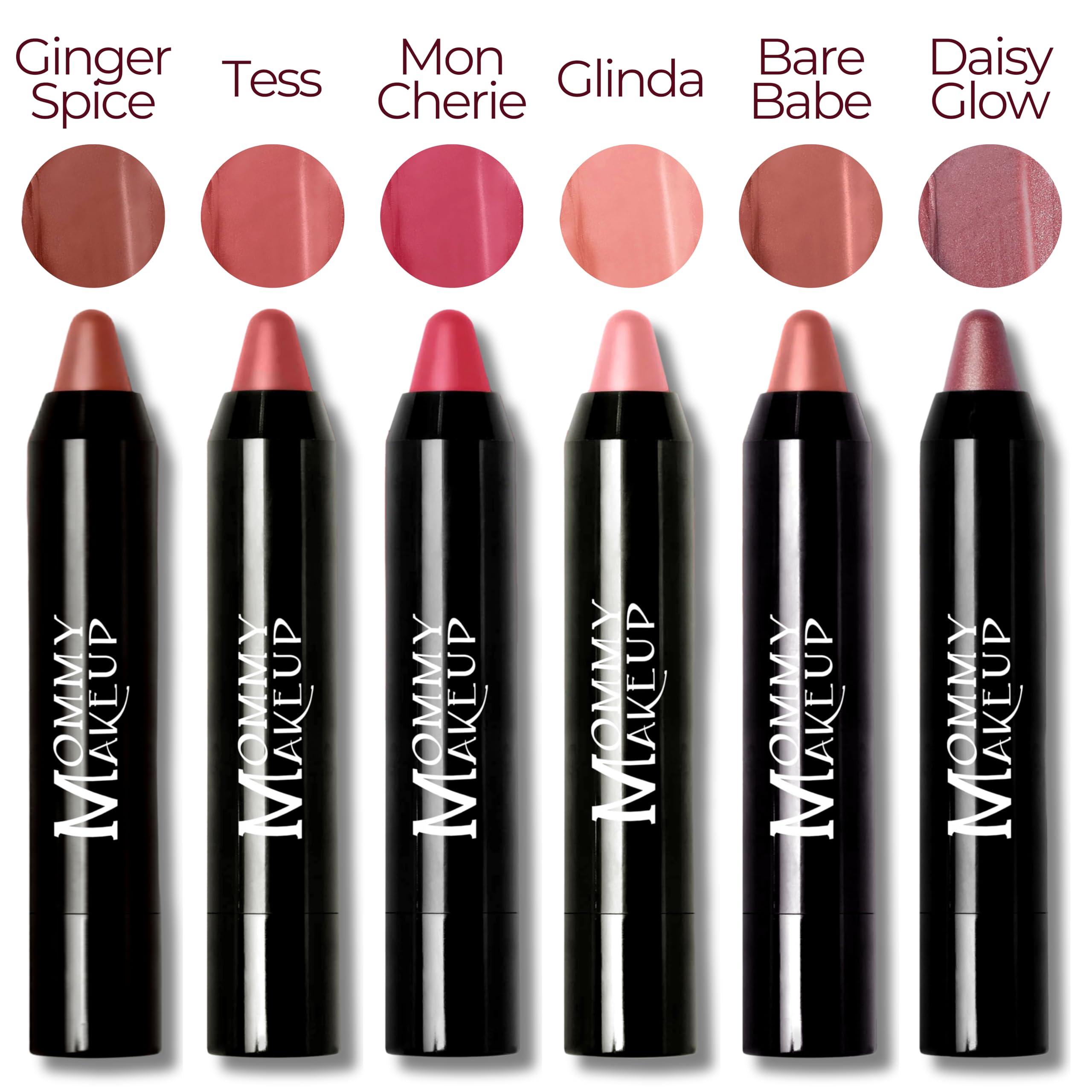 Mommy Makeup Shea Cocoa Butter formula hydrates lips with lasting softness.