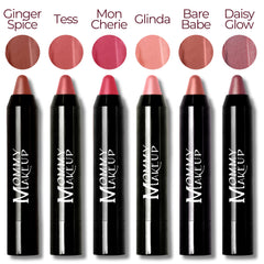 Mommy Makeup Shea Cocoa Butter formula hydrates lips with lasting softness.