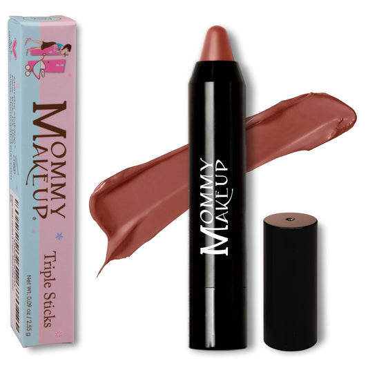 Mommy Makeup Triple Sticks Ginger Spice lip color for creamy lip and cheek use.