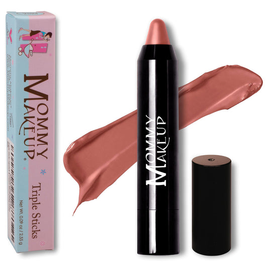 Mommy Makeup Triple Sticks Bare Babe swatch shows creamy, hydrated lip color.