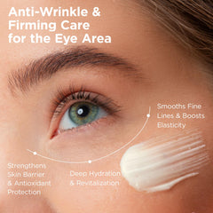 MOMOHOO Eye Cream texture close-up shows smooth, lightweight formula.