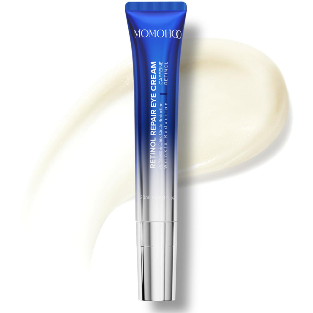 MOMOHOO Retinol Caffeine Under Eye Cream packaging for premium eye care.