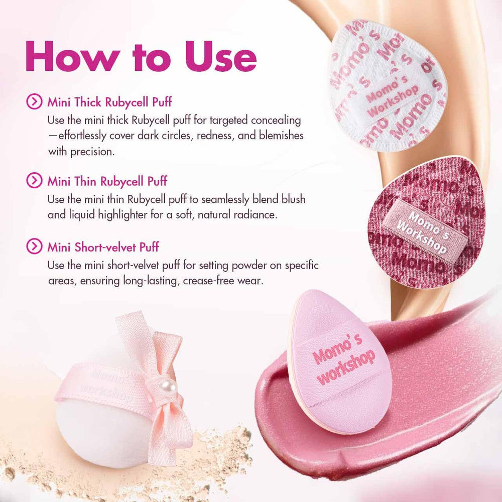 Momo's Workshop denim sponge with pointed tip targets blemishes precisely.