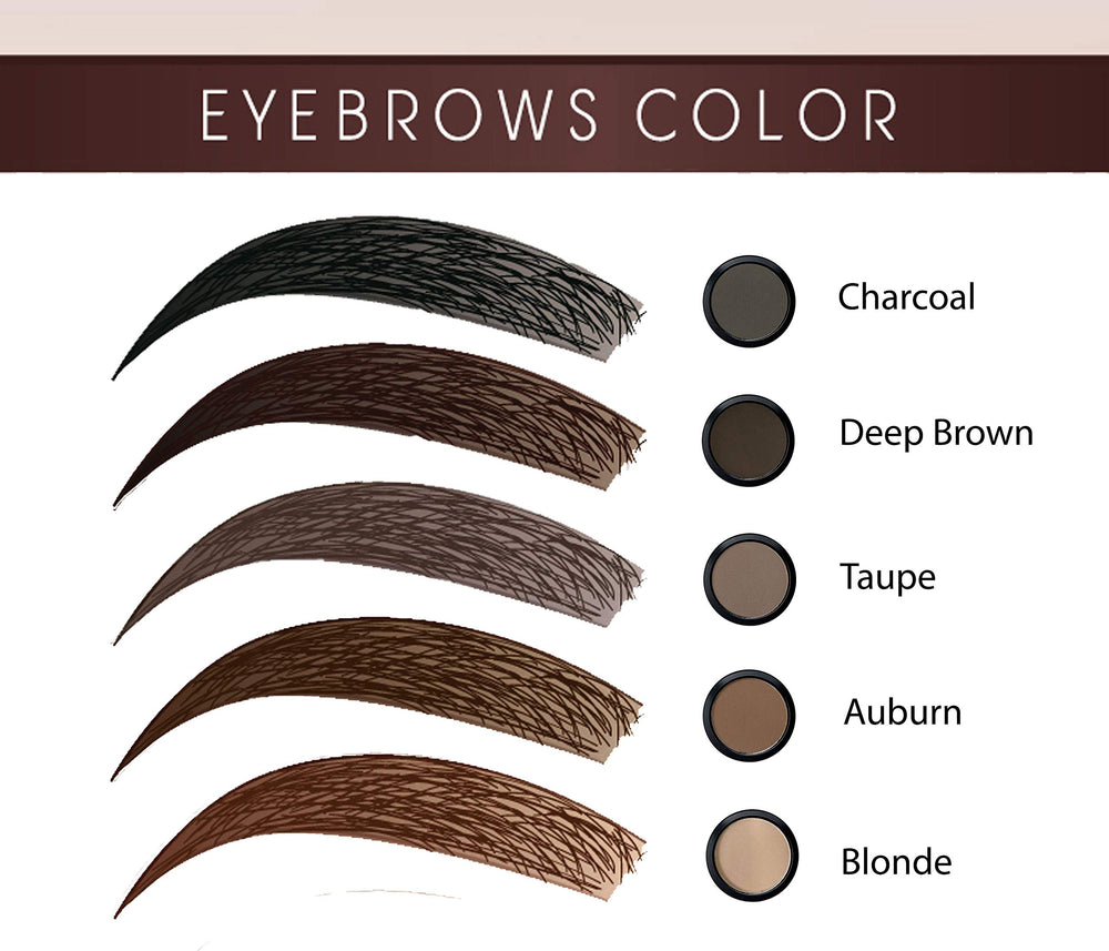 Mom's Secret brow powder swatch shows blendable, soft color.