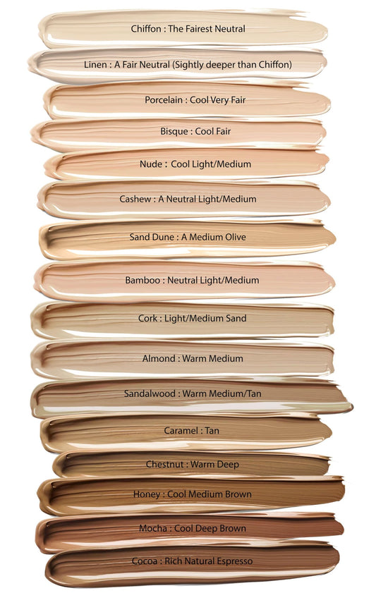 Mom's Secret caramel foundation swirl on skin showing blendable color for an even complexion.