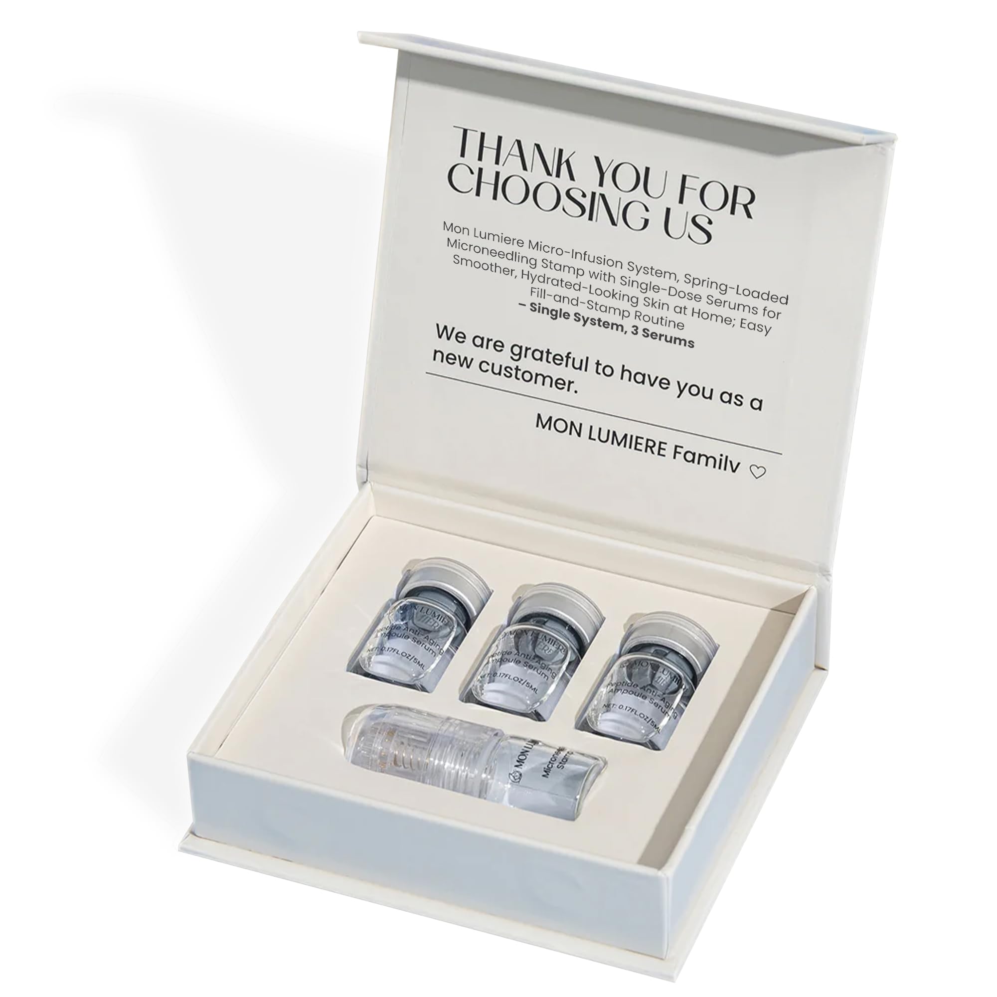 Mon Lumière stamp application for precise at-home micro-infusion with a spa-like feel.