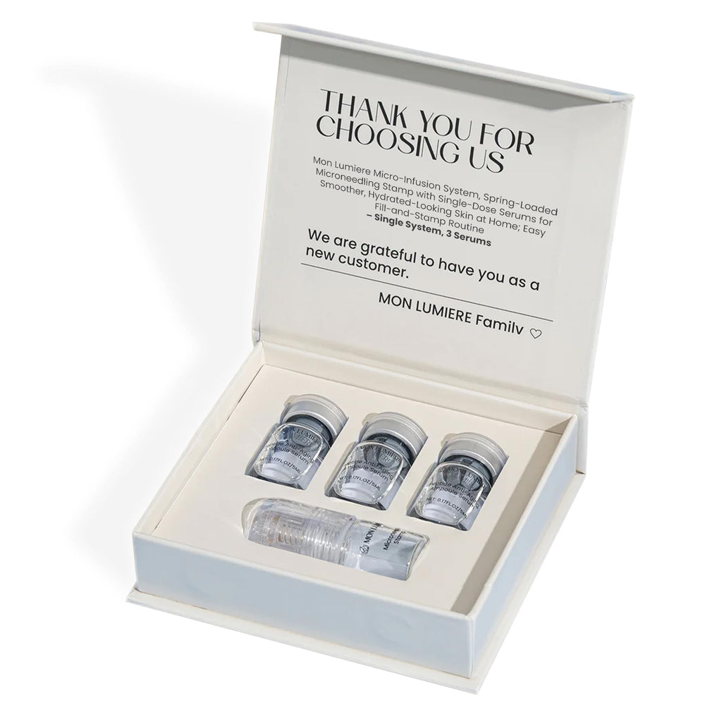 Mon Lumière stamp application for precise at-home micro-infusion with a spa-like feel.