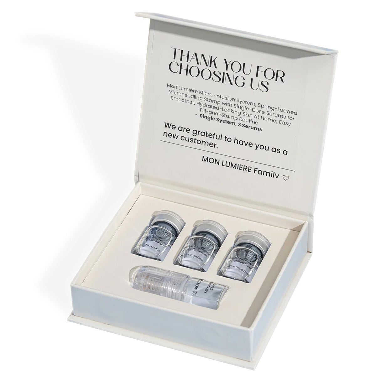 Mon Lumière stamp application for precise at-home micro-infusion with a spa-like feel.
