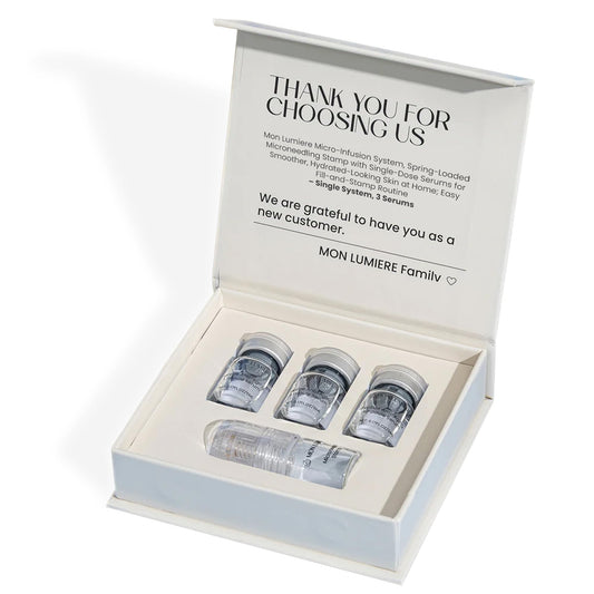 Mon Lumière stamp application for precise at-home micro-infusion with a spa-like feel.