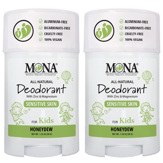 MONA Honeydew Kids Deodorant 2-pack front view for everyday freshness