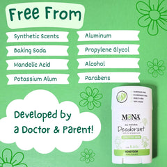 MONA Honeydew Kids Deodorant packaging detail with label information