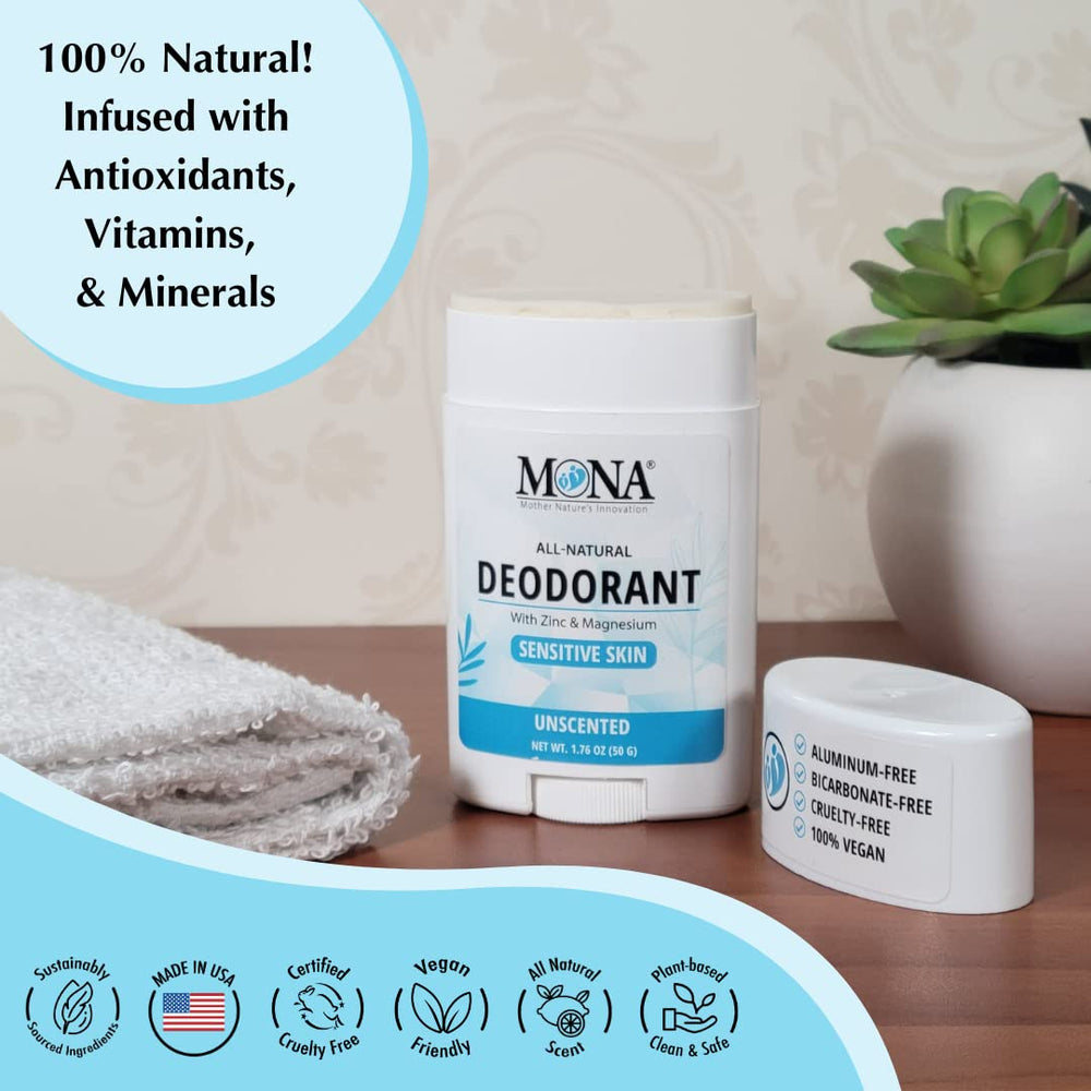 MONA sensitive-skin underarm deodorant in use