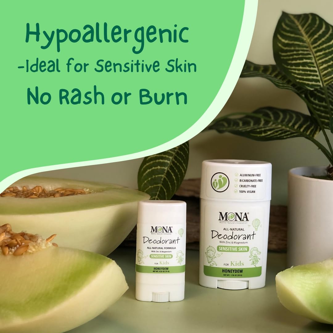 MONA USA-made kids deodorant ingredients page, highlighting safe, clean formula