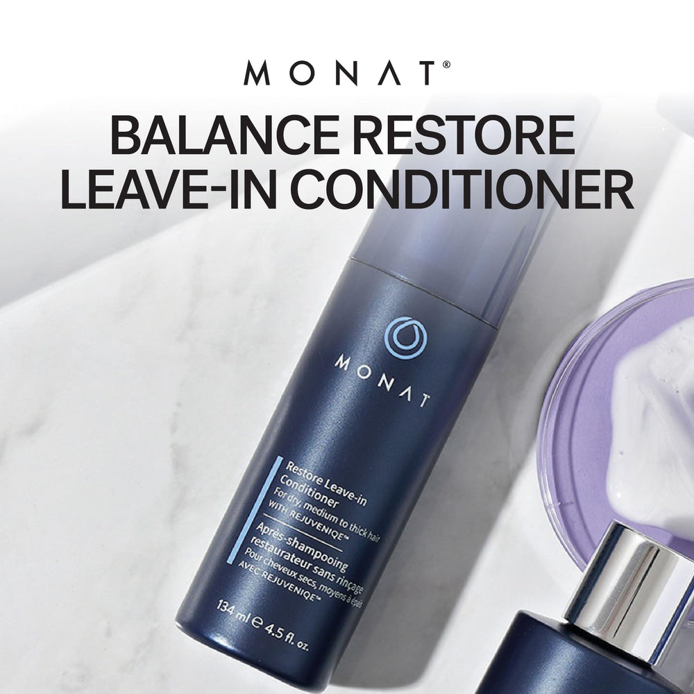 MONAT Balance smooth hair after use with frizz control and shine.