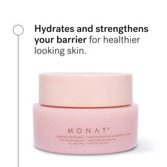 Texture swirl of MONAT Barrier Booster cream highlights silky, lightweight feel ideal for daily use.
