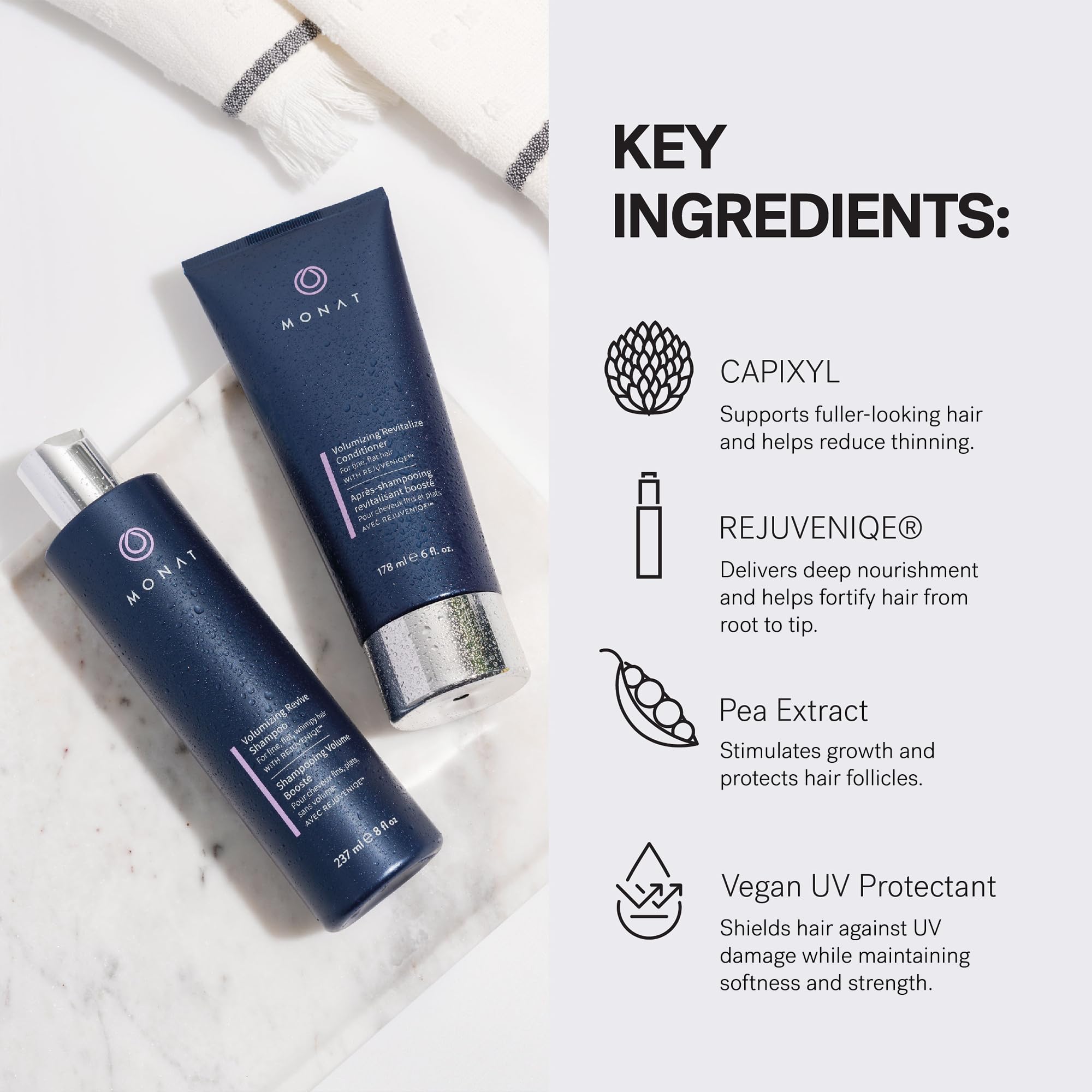 MONAT Conditioner close-up shows silky softness and detangling ease