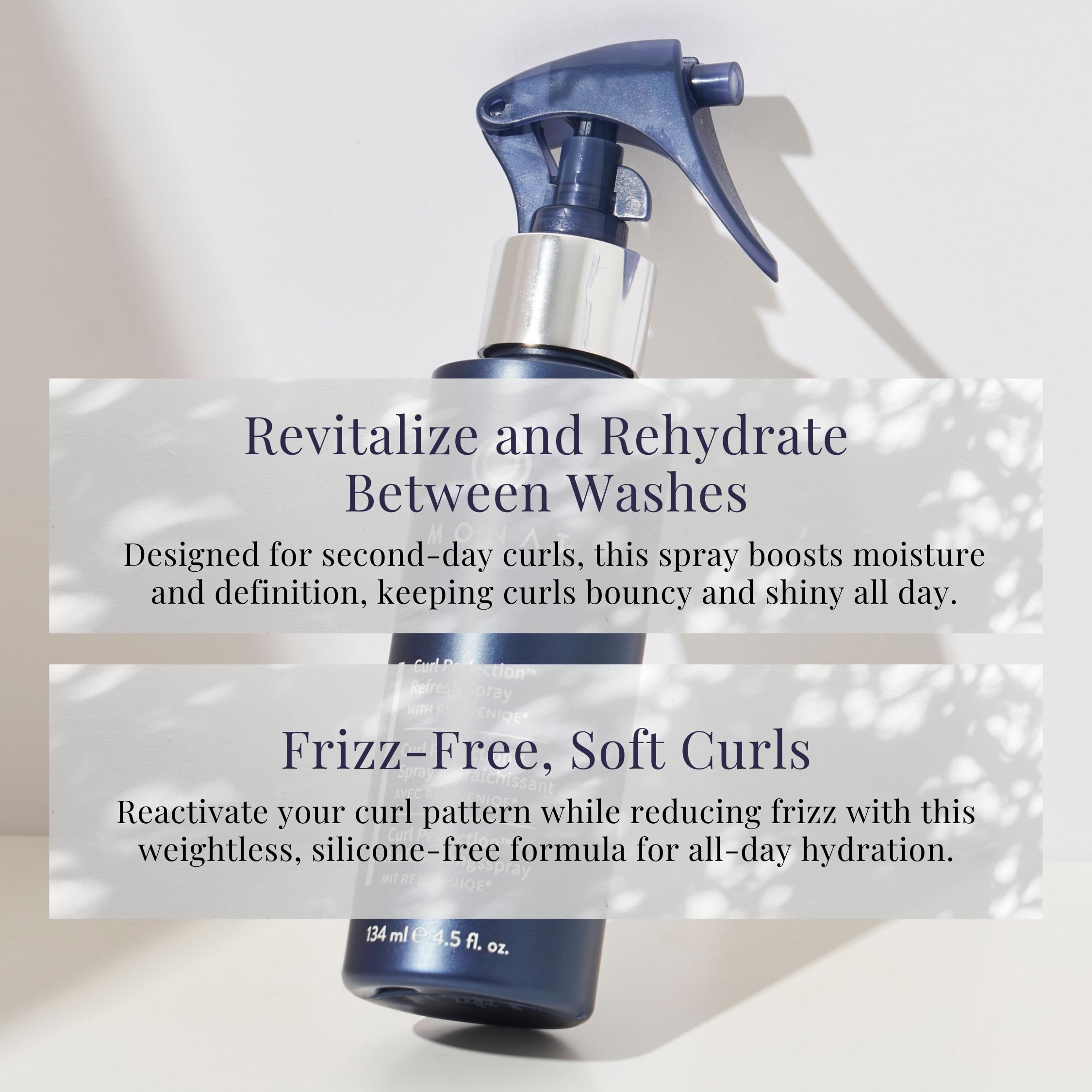 MONAT Curl Perfection Refresh Spray delivering shine, volume, and curl definition