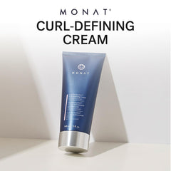Hair model with defined curls using MONAT Curl Perfection