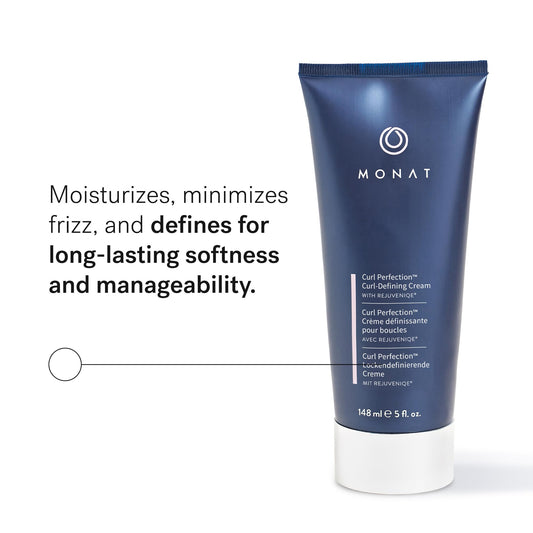 Close-up of MONAT Curl Perfection Cream texture for curl definition