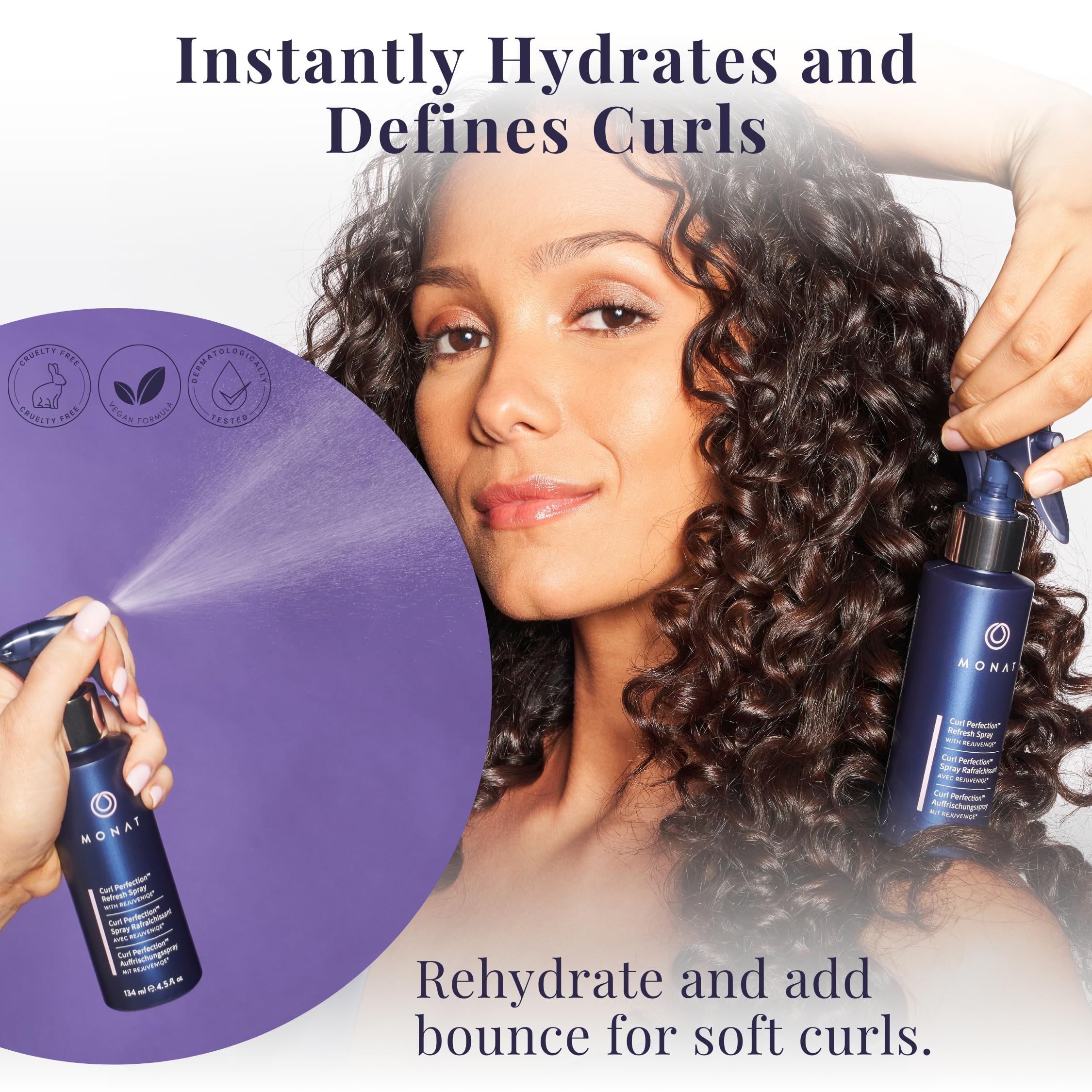 MONAT Curl Perfection Refresh Spray refreshing defined curls with bounce