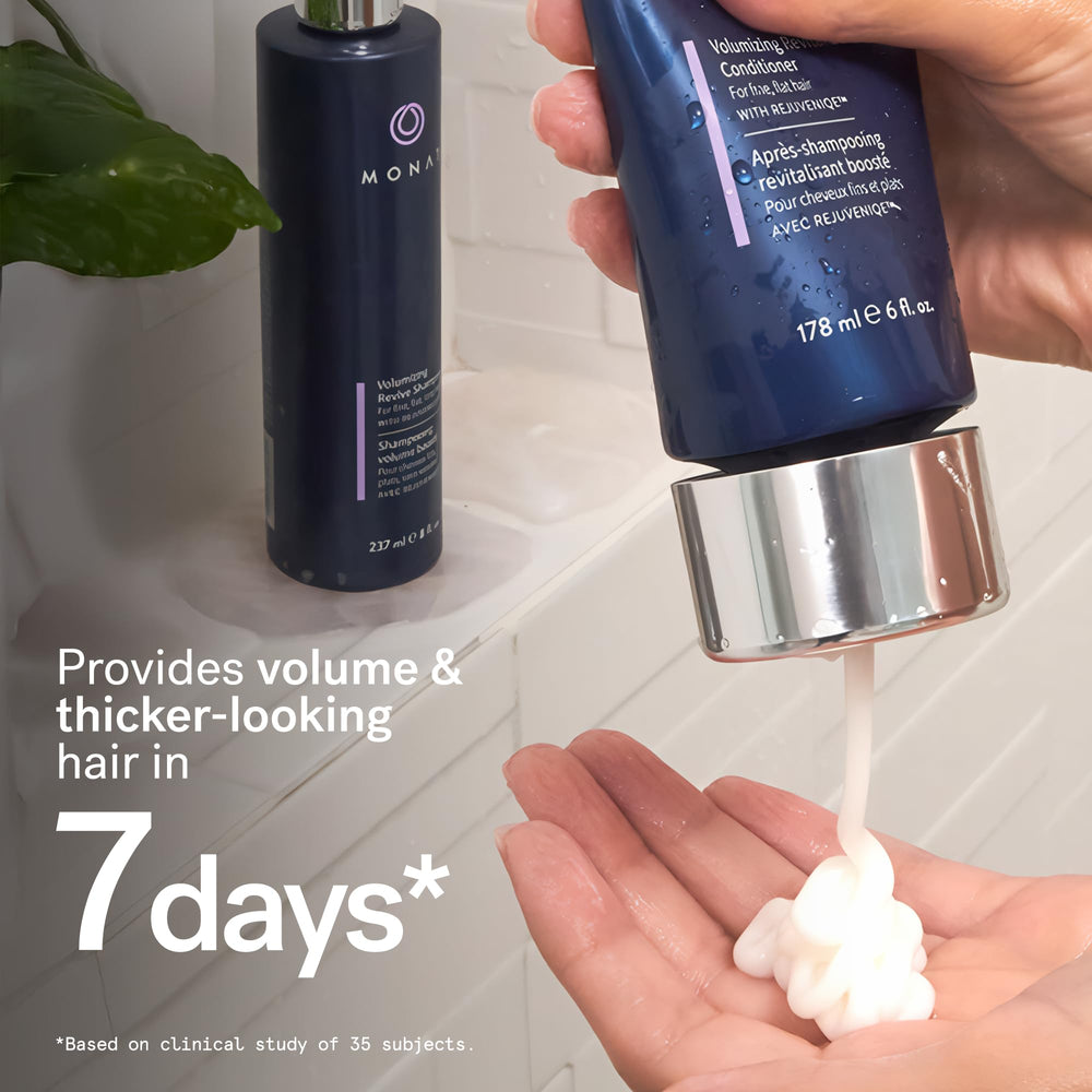 Hair strands after washing appear fuller with MONAT volume boost