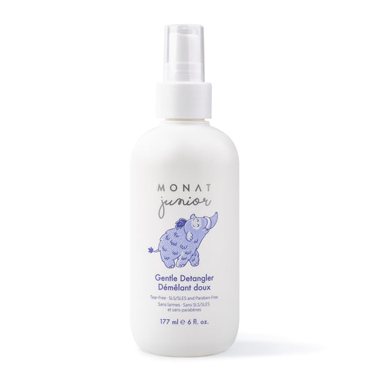 MONAT Junior Gentle Detangler bottle pour for easy, tangle-free styling.