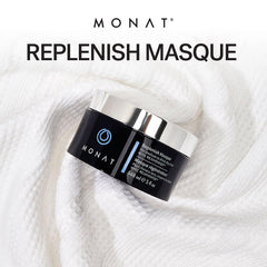 MONAT Replenish Masque hair application scene demonstrating smoothing and conditioning.