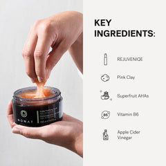 MONAT Scalp Purifying Scrub Rejuveniqe application close-up suggests moisturized hair after use.