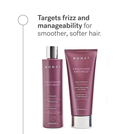 MONAT Smoothing Anti-Frizz Set conditioner bottle smoothing frizz and boosting lightweight fullness.