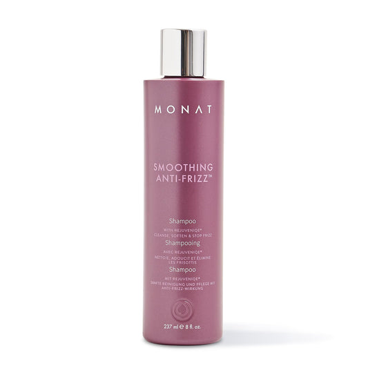 MONAT smoothing anti-frizz shampoo bottle with frizz-control formula for daily use.