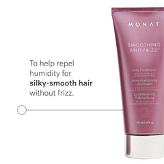 MONAT smoothing deep conditioner pump simplifies application for even frizz control.