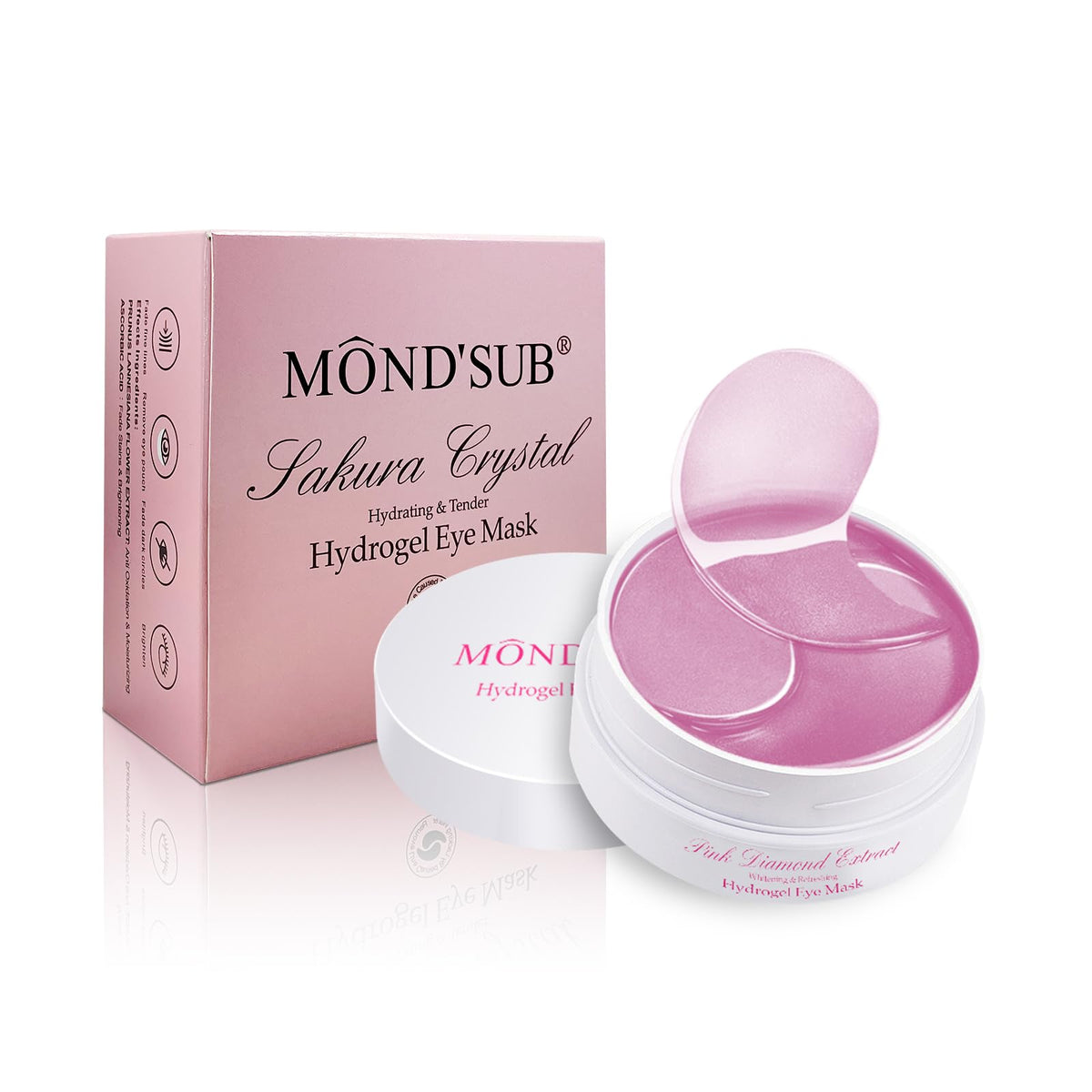 MOND'SUB under-eye patches with hydrogel texture for secure adhesion and hydration.
