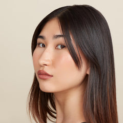 Close-up of Browny Nude shade on lips with smooth creamy line