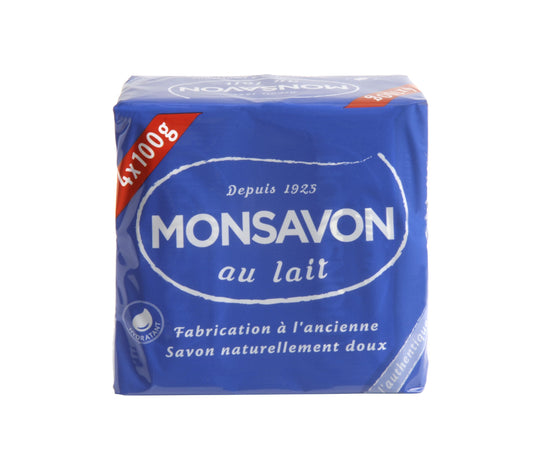 Monsavon Authentique 4x100g soap bar with lavender scent offers a gentle cleanse for dry skin.